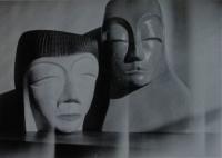 Georgette Klein Due testa legno Georgette Klein Due testa legno